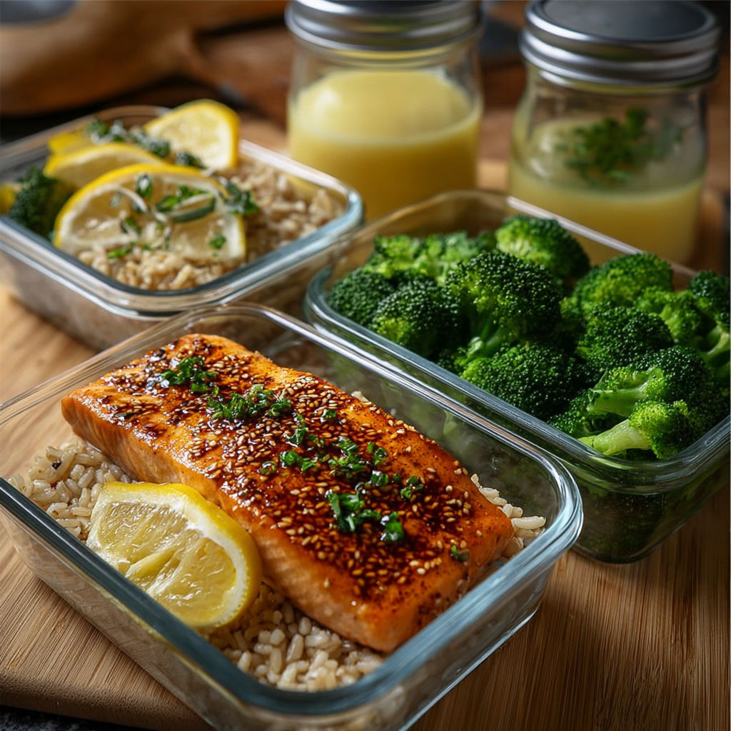 Une recette de salade de brocoli et de saumon grillé avec des légumes et des yaourts.