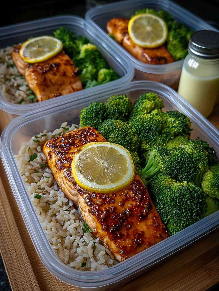Un salmon grillé avec des légumes verts et des citrons.