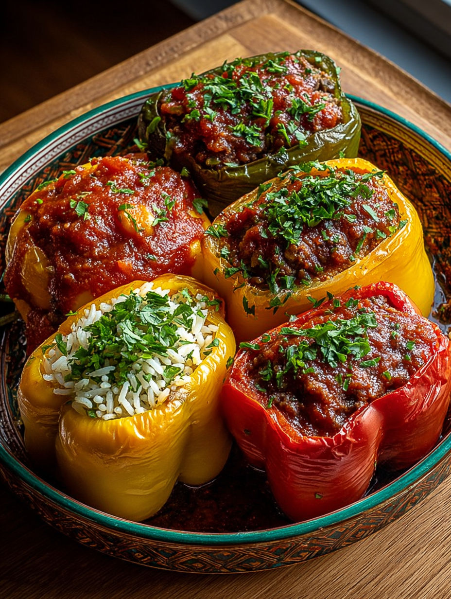 Unsure of the recipe name, but the image shows a bowl filled with a variety of peppers, including red, yellow, and green ones.