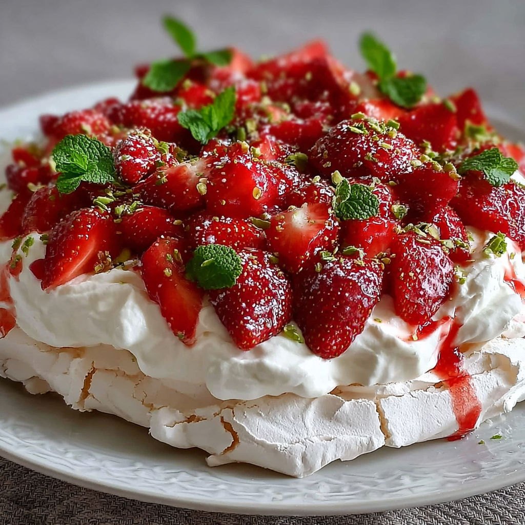 Une tarte aux fraises et crème sans four, garnie de fraises et de menthe, est servie sur un plateau.