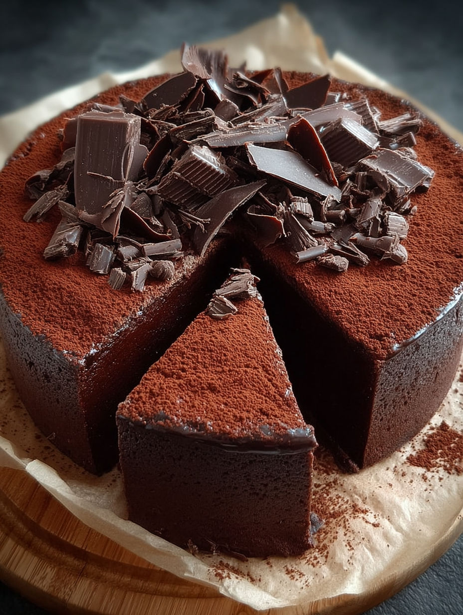 Une tarte chocolat avec des crumbles de chocolat sur le dessus.