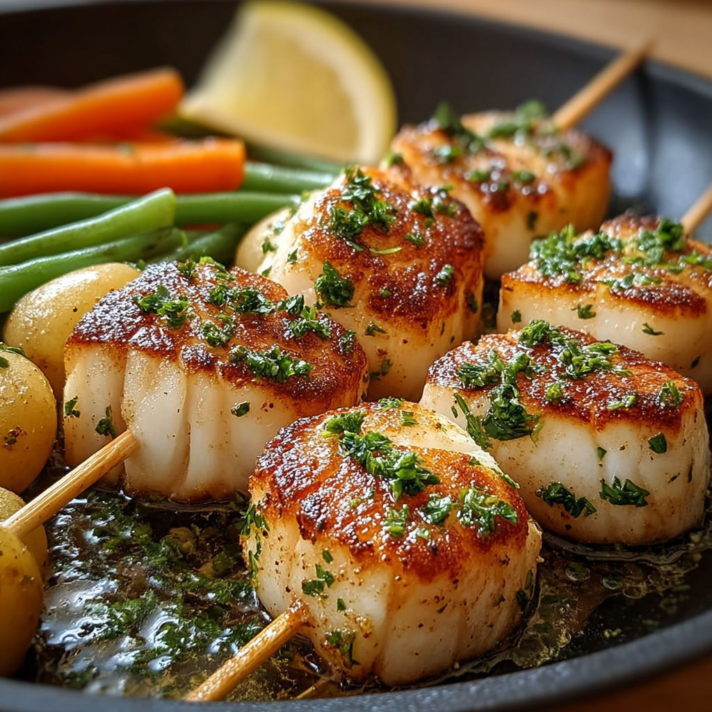 Une recette de brochettes de crevettes et légumes, avec des carottes, des haricots verts et des citrons.