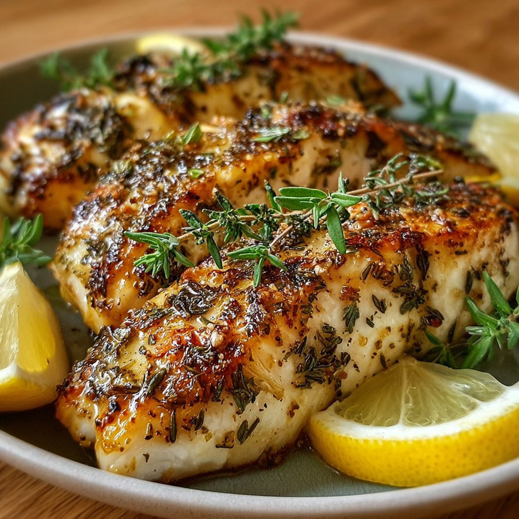 Filet de poisson grillé avec des herbes et des citrons