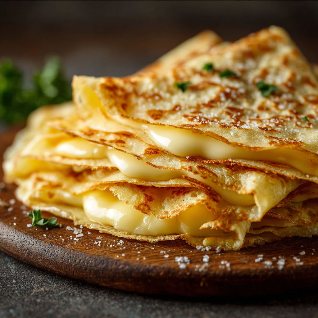 Une pile de crêpes de sauce choux sur un plateau.