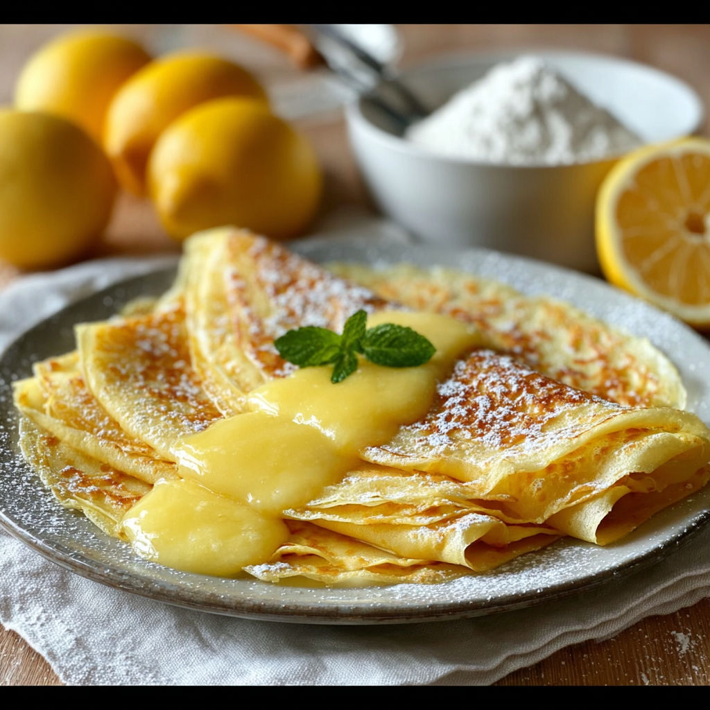 Une tarte aux citrons accompagnée de crème chantilly et de sauce au citron.