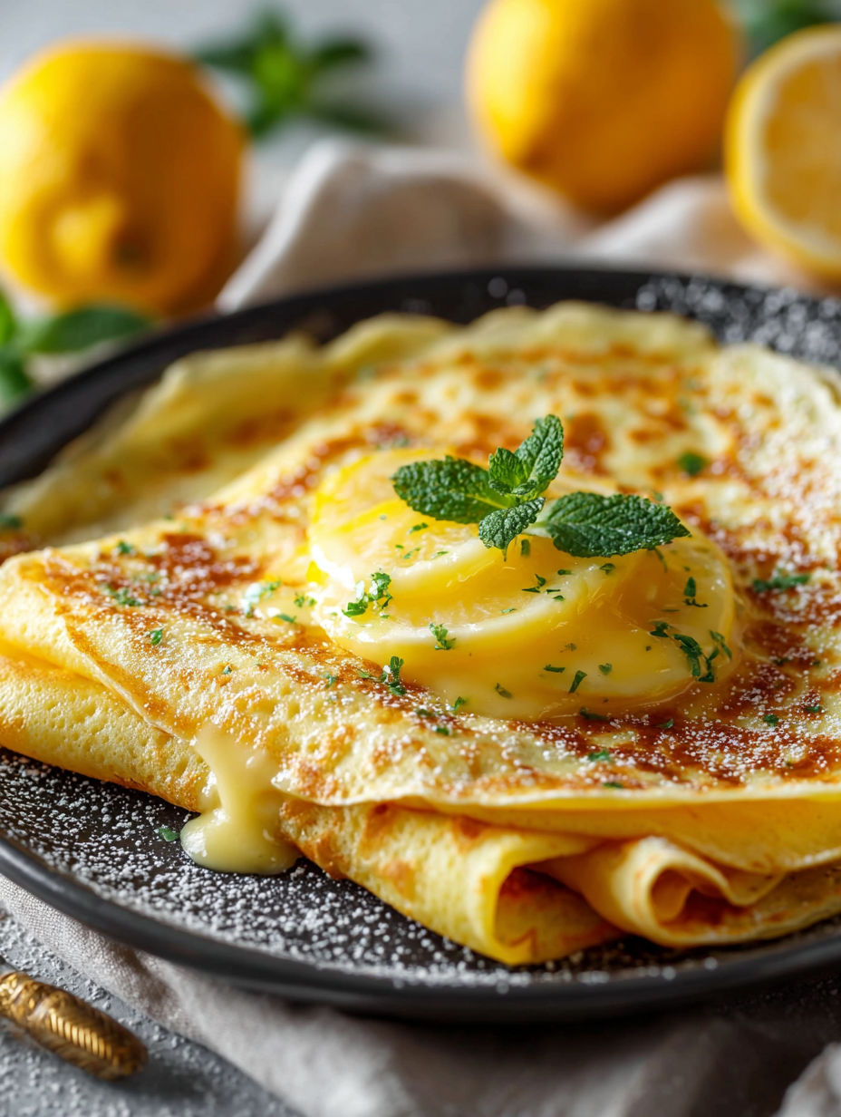 Une omelette aux herbes et aux citrons, avec des pains grillés et des citrons.