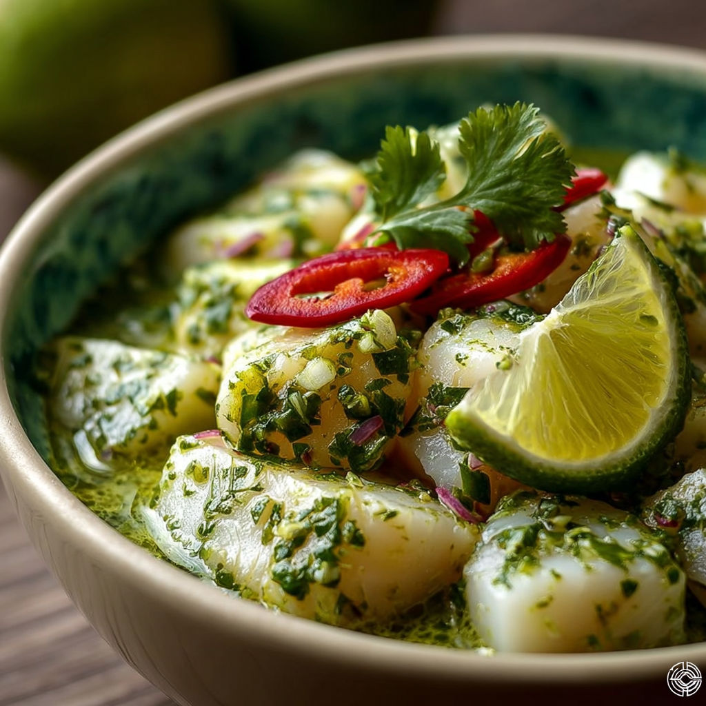Une salade de poissons et de légumes verts dans un bol.