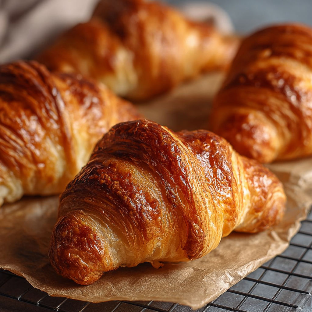 Une douzaine de croissants chauds et dorés, prêts à être mangés, sur une feuille de papier.