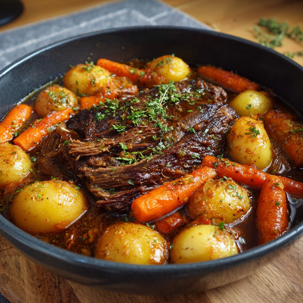 Une recette de steak avec des carottes et des pommes de terre.