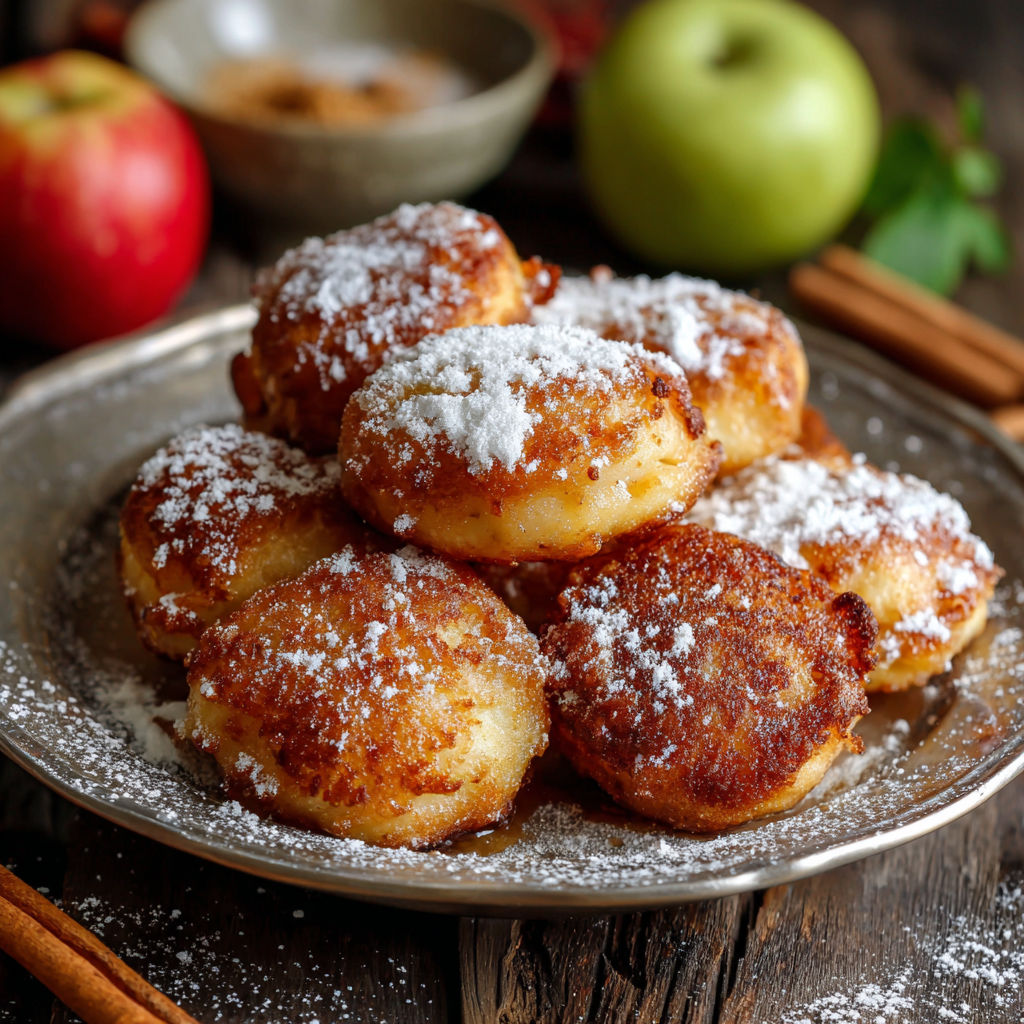Beignets, a popular French dessert, are served on a plate with powdered sugar.