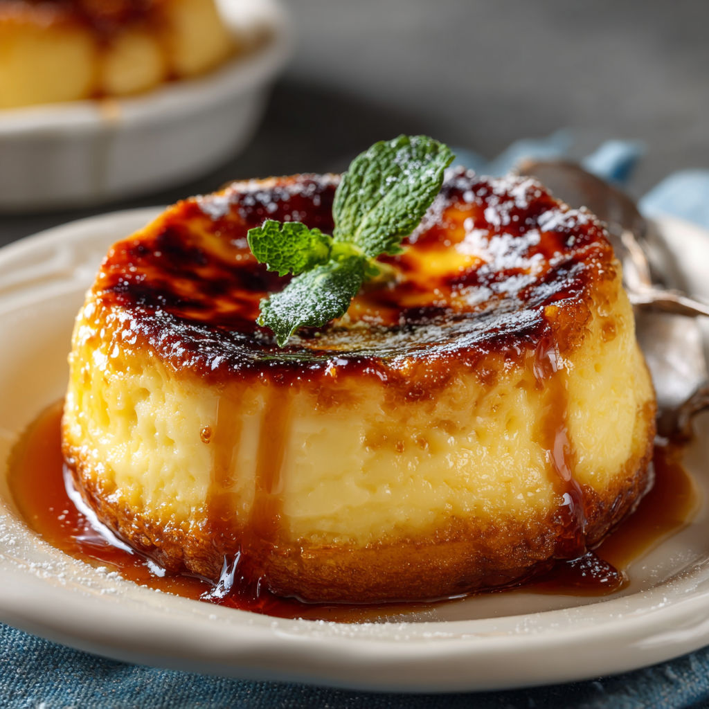 Une tarte aux fruits flambés est servie sur un plateau.