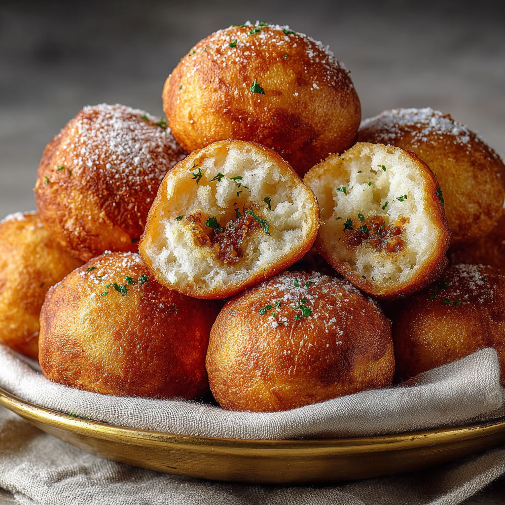 Un plat de beignets salés moelleux faciles.