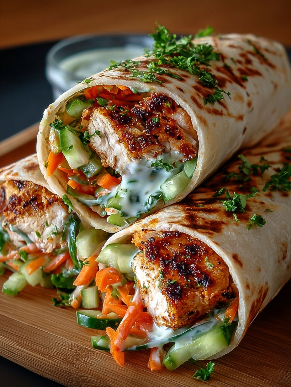 Gros plan sur l'intérieur coloré d'un wrap coupé en deux.