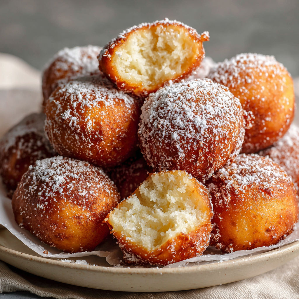 Une pile de beignets de sucre avec des morceaux en arrière.