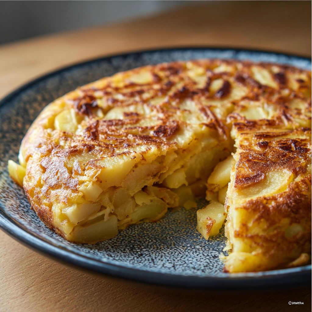 Une tarte aux pommes est servie sur un plateau.