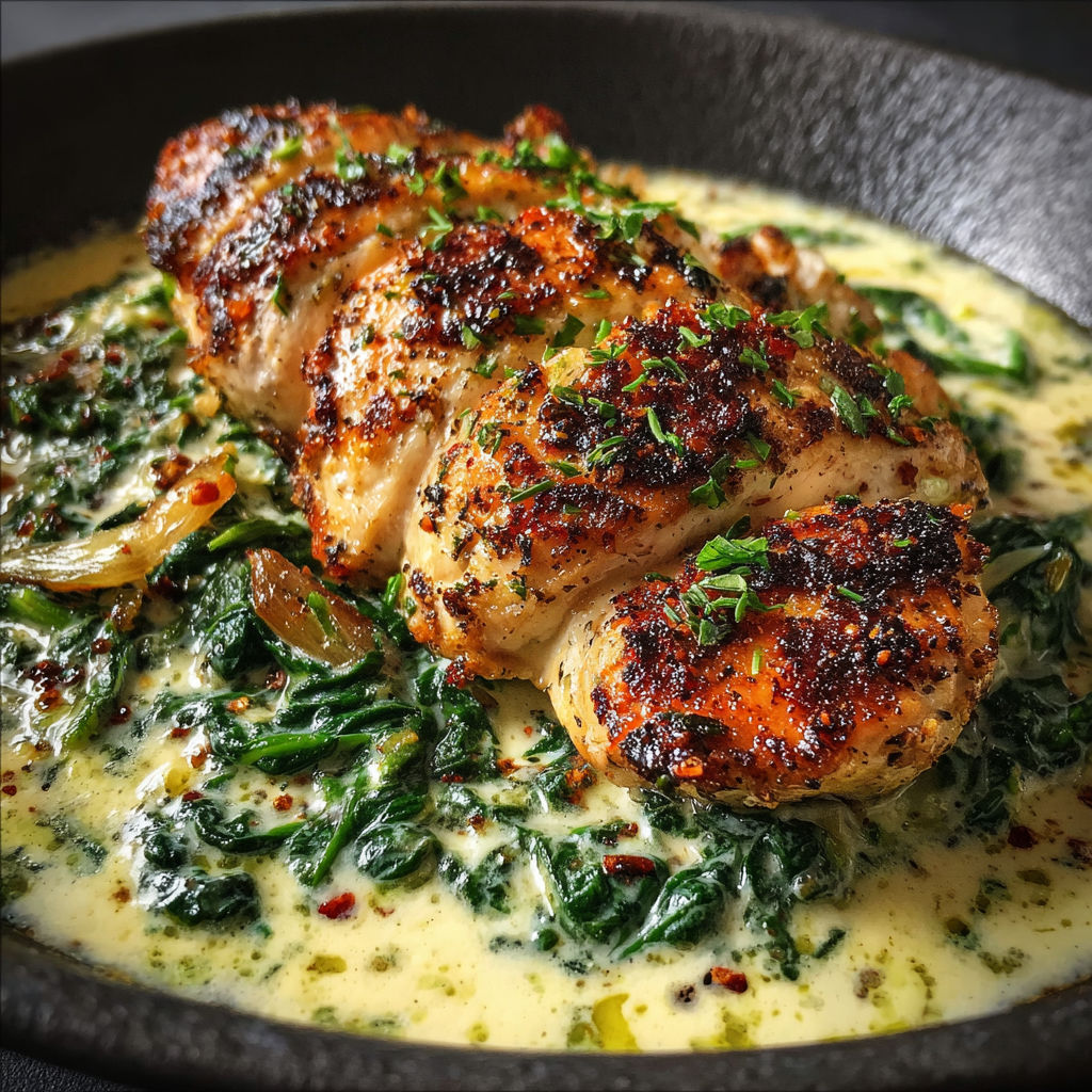 Une recette de poulet grillé avec des légumes verts et des herbes.