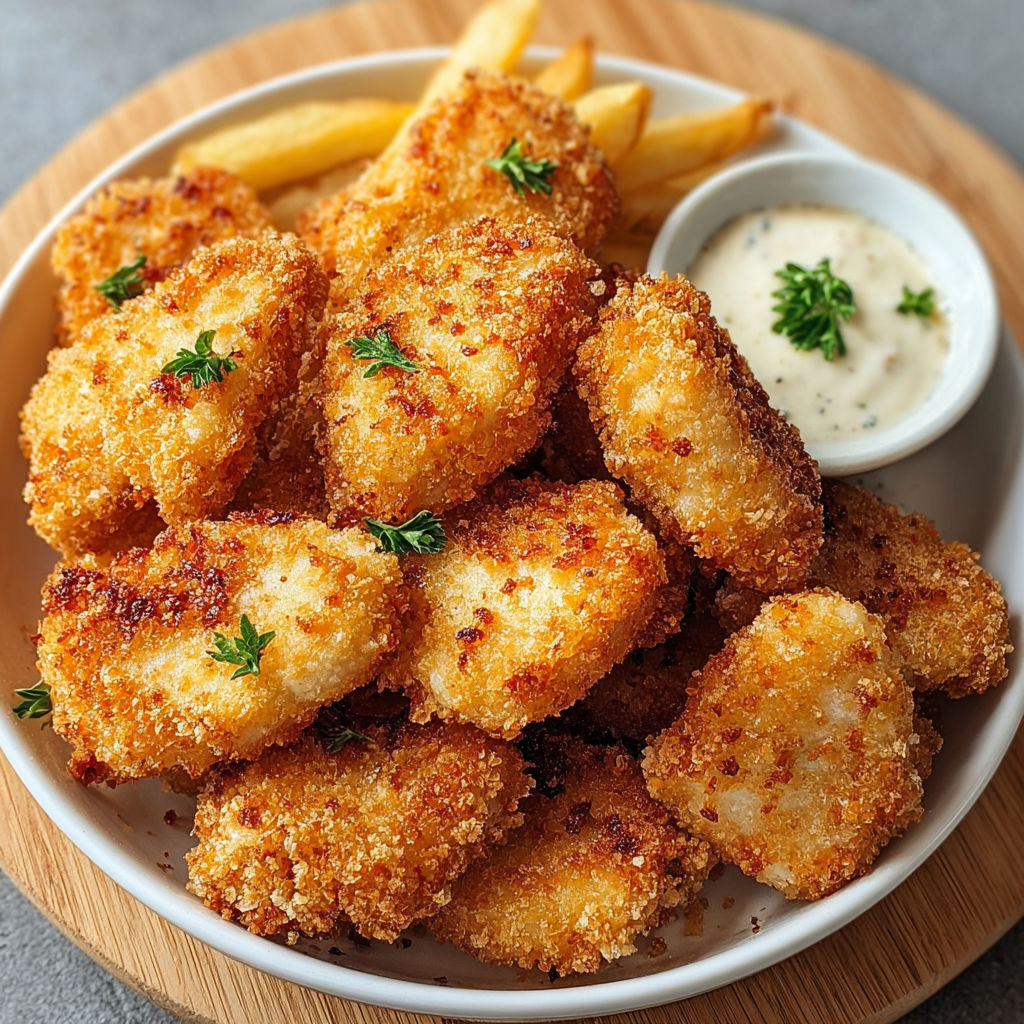 Une assiette de frites et de poulet grillé avec une sauce de mayonnaise.