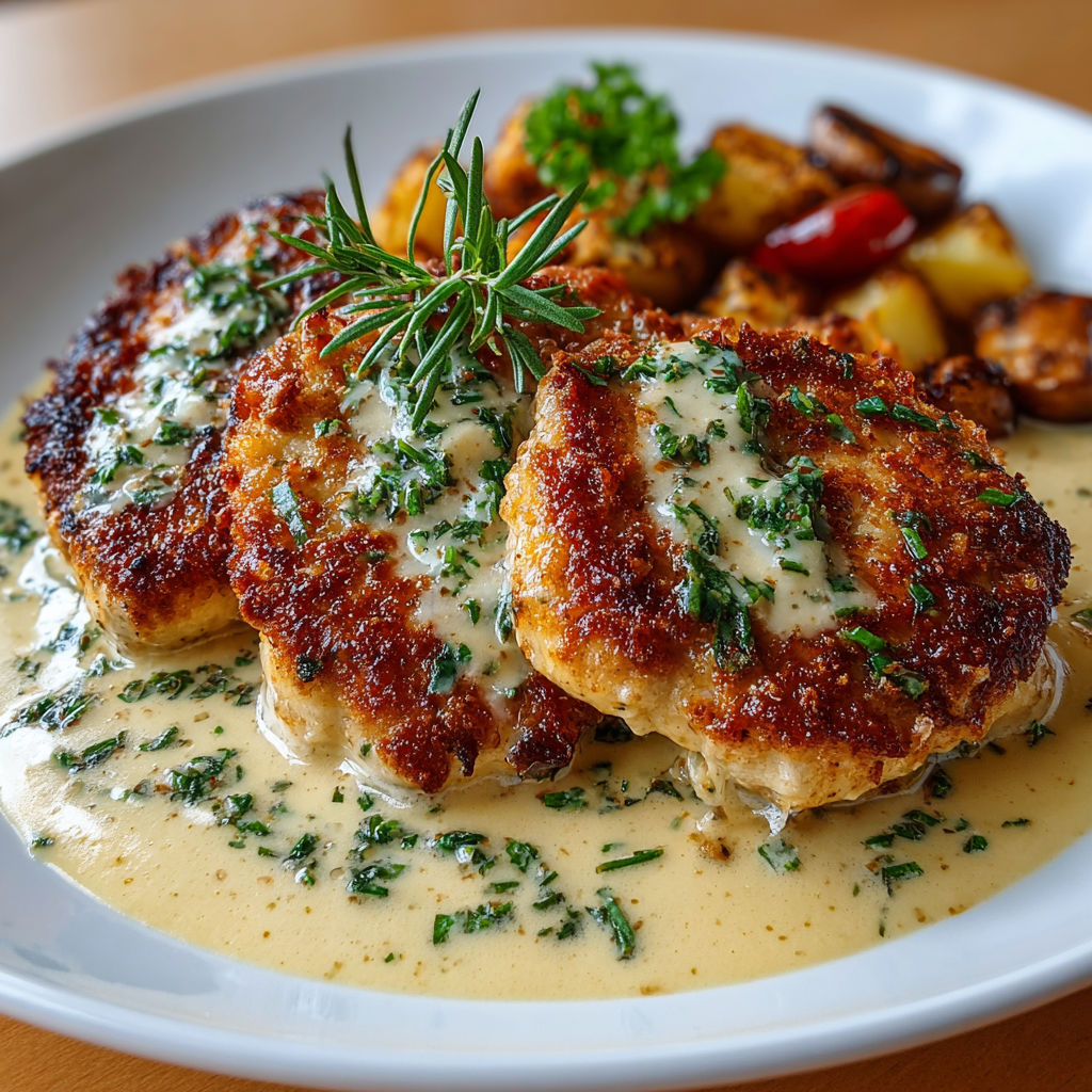 Une tarte de poulet avec des légumes et une sauce.