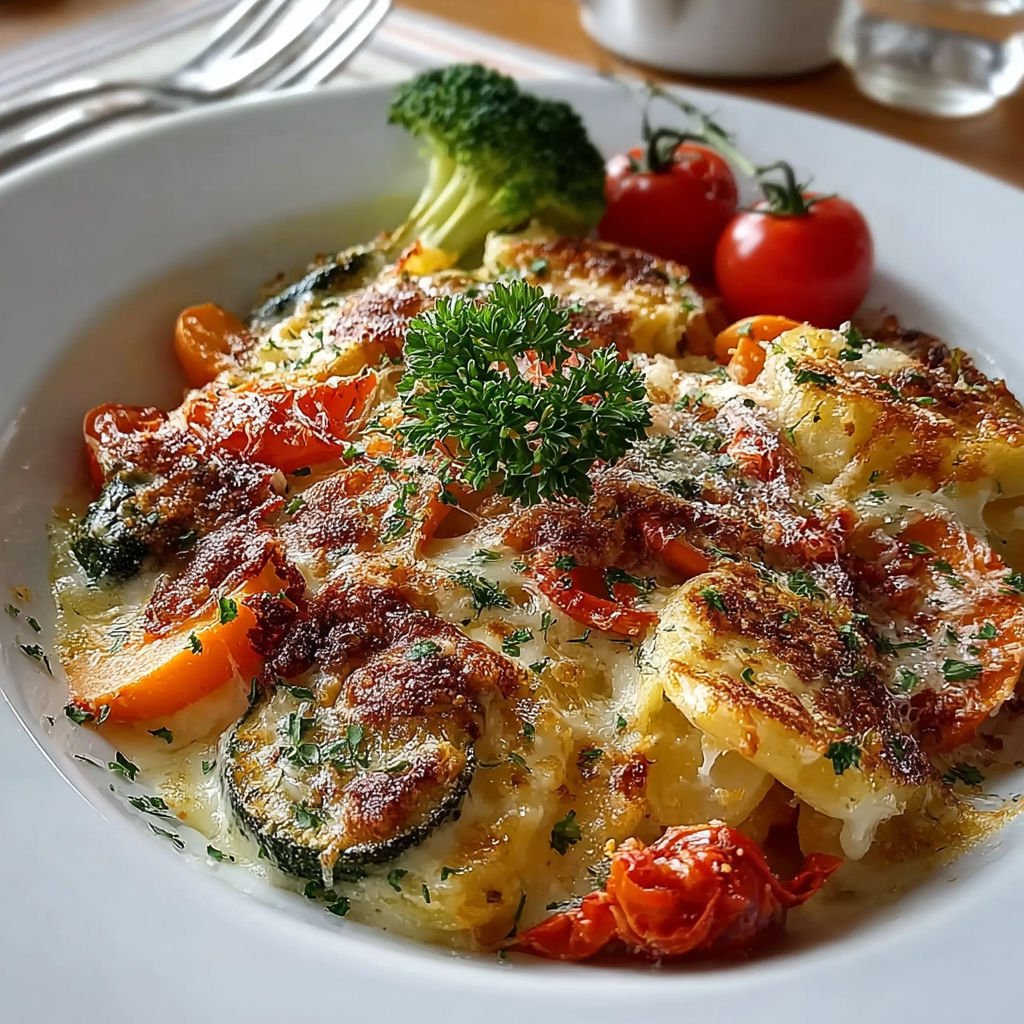 Une salade de tomates et de brocoli avec des pâtes et des herbes.