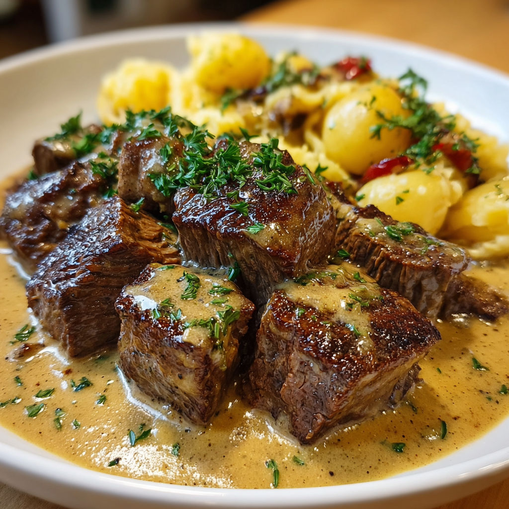 Une assiette de viande grillée avec des pommes de terre et des légumes.