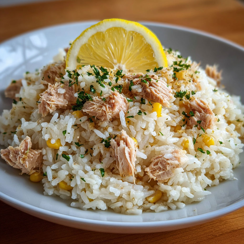 Une plate de riz avec des légumes et des poissons, accompagnée d'une citronnelle.