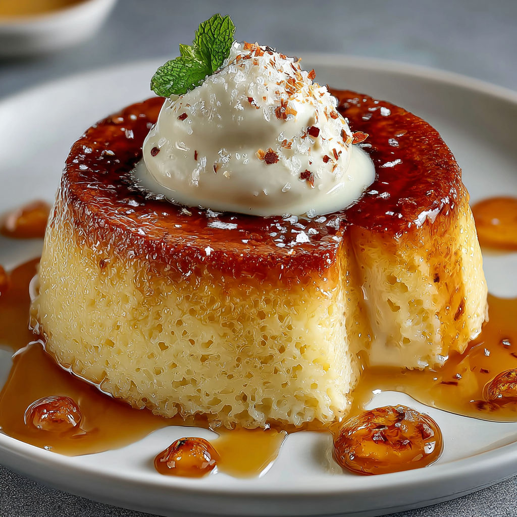 Une tarte aux fruits et crème glacée, garnie d'une poignée de menthe, est servie sur un plateau.
