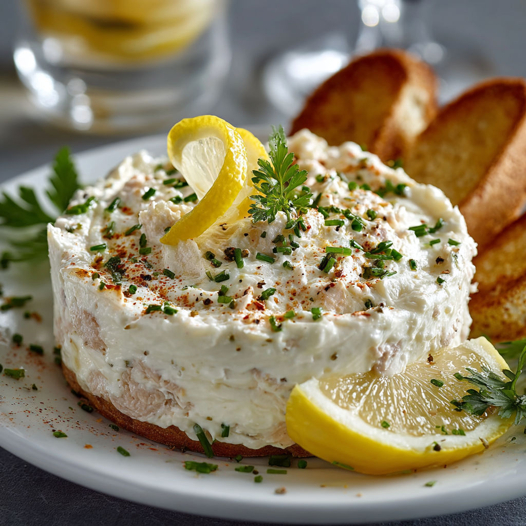 Une tarte au citron et à la crème, accompagnée de pain grillé.