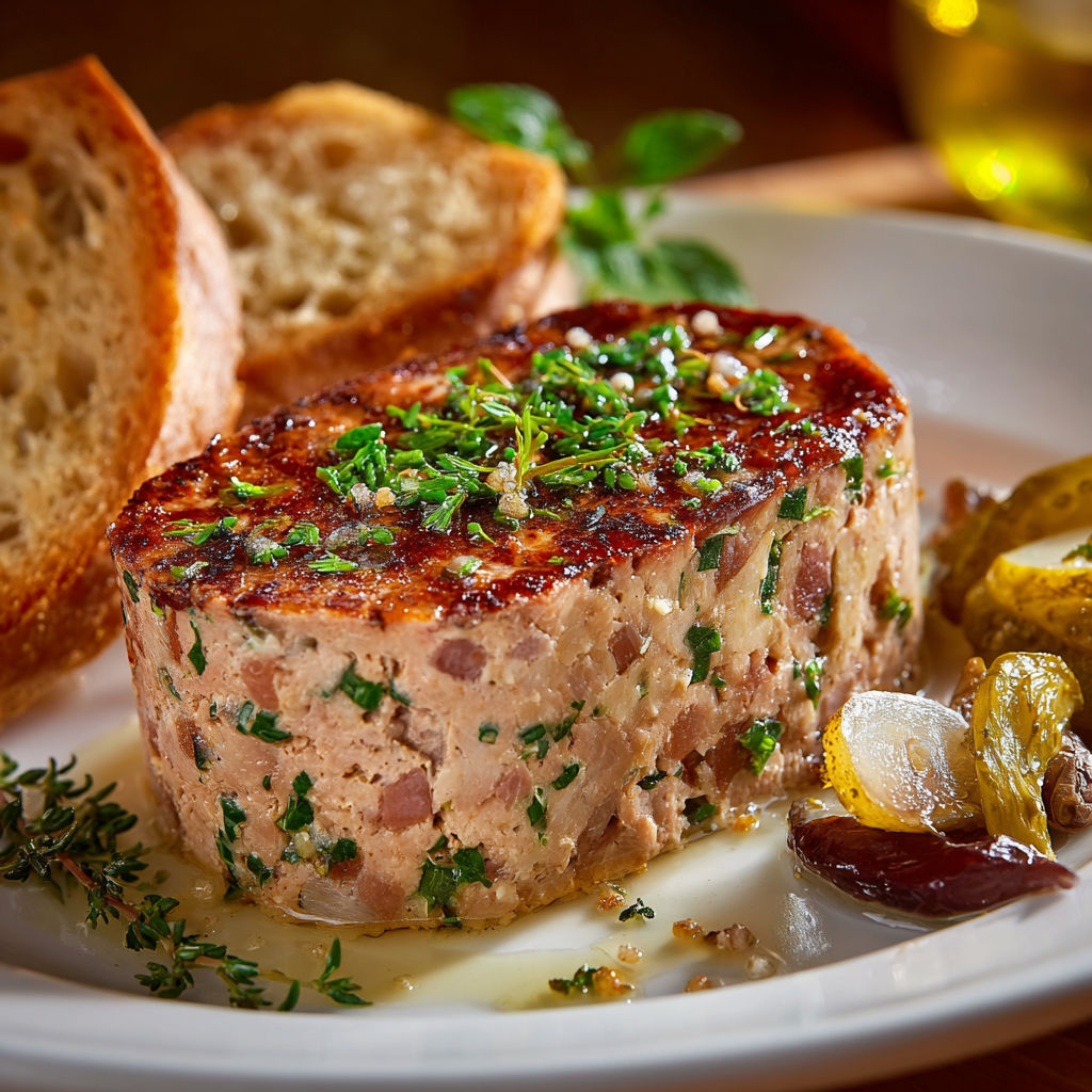Une viande grillée avec des herbes et des tranches de pain grillé, accompagnée d'une salade.