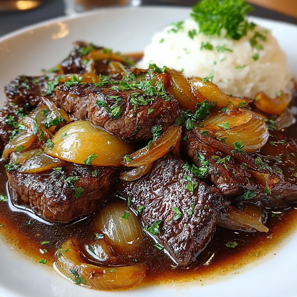 Une recette de steak grillé avec des légumes et des herbes.