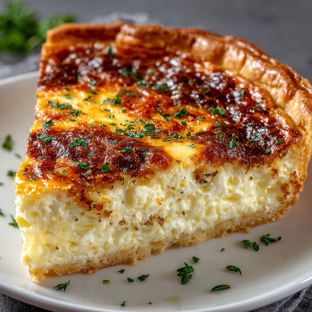 Une tarte aux pommes chaude et salée, avec une sauce au beurre et à la crème, sur un plateau.