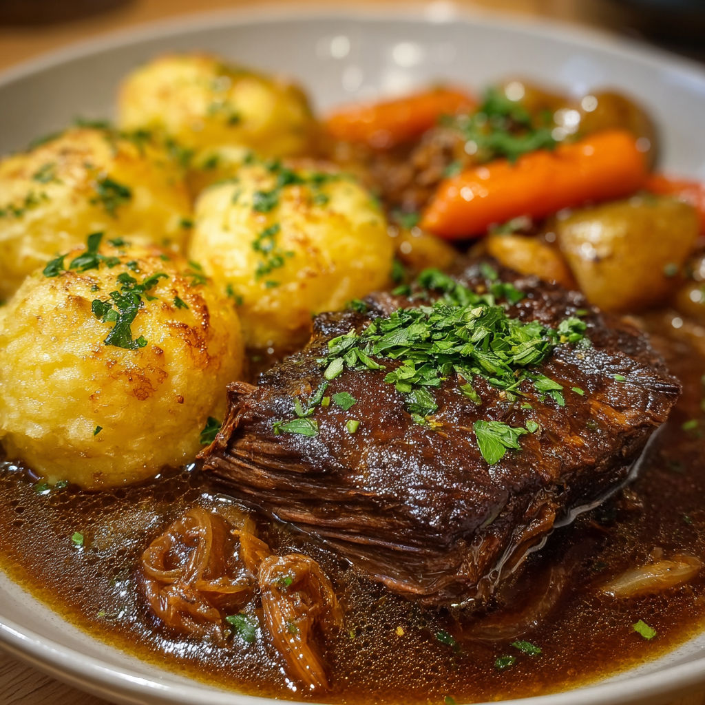 Un délicieux plat de boeuf accompagné de légumes et de pommes de terre.