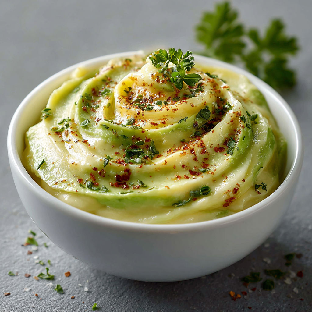 Un plat de guacamole avec des herbes et des épices.