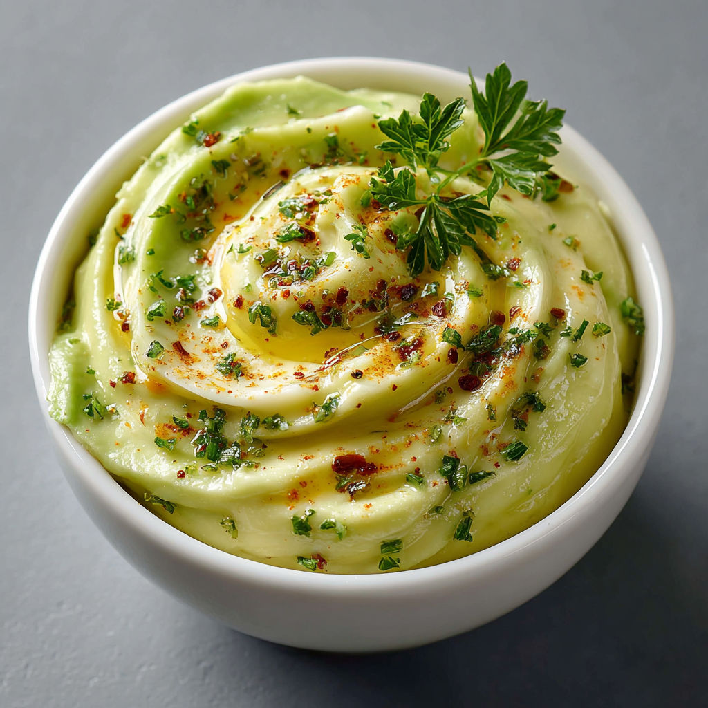 Une salade de concombre et de pâte de pommes de terre, garnie de herbes et de pâte de pommes de terre, dans un bol.