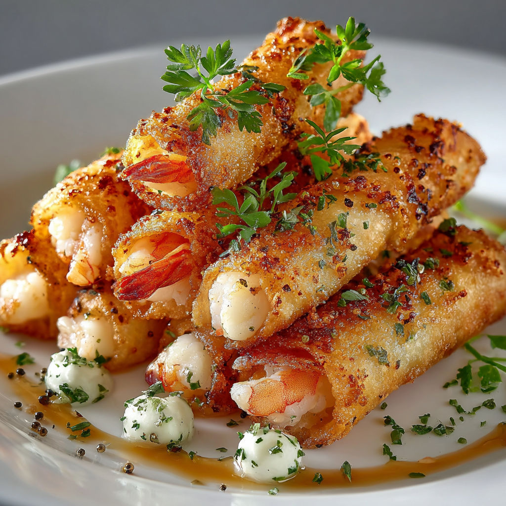 Une recette de crevettes frites avec des herbes et des légumes.