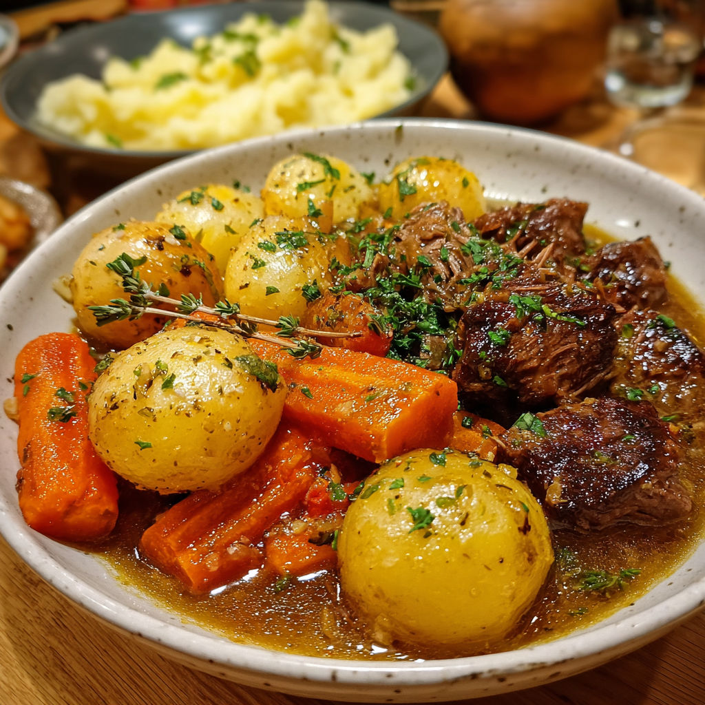 Une recette de potage avec des légumes et des viandes.