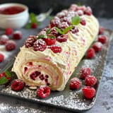 Délicieuse bûche au mascarpone et framboises fraîches