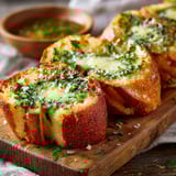 Préfou quatre, une recette savoureuse de pain grillé avec des herbes et des fromages.