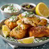 Beignets de pommes de terre avec sauce et yaourt.