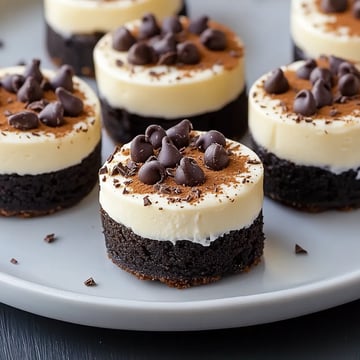 A plate of delicious desserts with chocolate and white toppings.