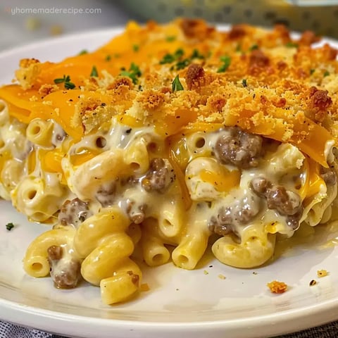 Gratin de Macaronis au Bœuf Haché et Fromage
