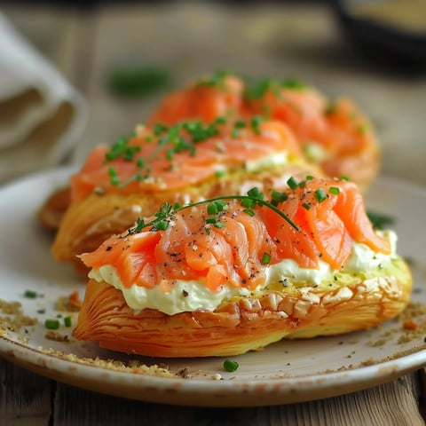 Des éclairs dorés farcis au saumon fumé et agrémentés d'une touche d'herbes fraîches.