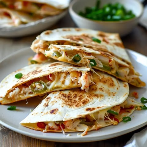 Wraps croustillants au crabe avec fromage fondu et herbes fraîches accompagnés d'une touche de ciboulette.