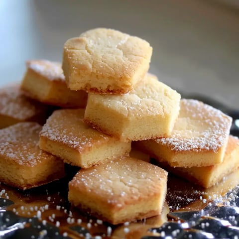 Un assortiment de biscuits sucrés sur un plateau, saupoudrés de sucre glace.
