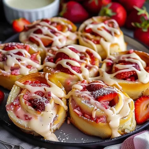 De délicieuses brioches garnies de fraises et surmontées d’une crème fondante pour un dessert parfait.