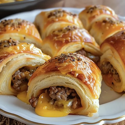 Petits roulés croustillants remplis de fromage fondant et de viande savoureuse.