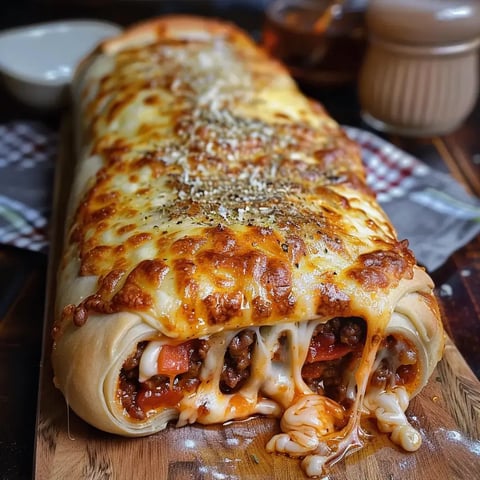Un rouleau croustillant rempli de viande épicée et de fromage fondant, parfait pour partager en famille.