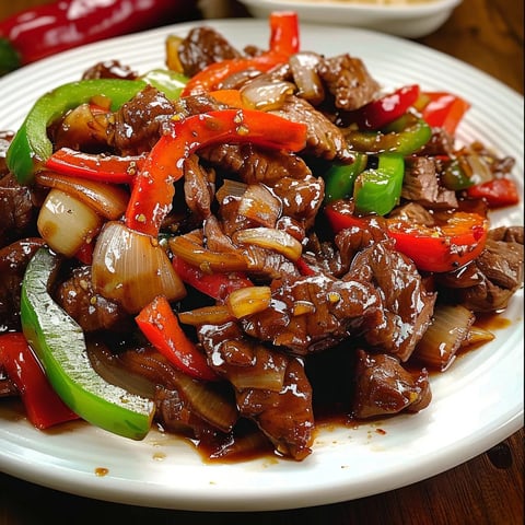 Bœuf sauté aux Poivrons et Oignons