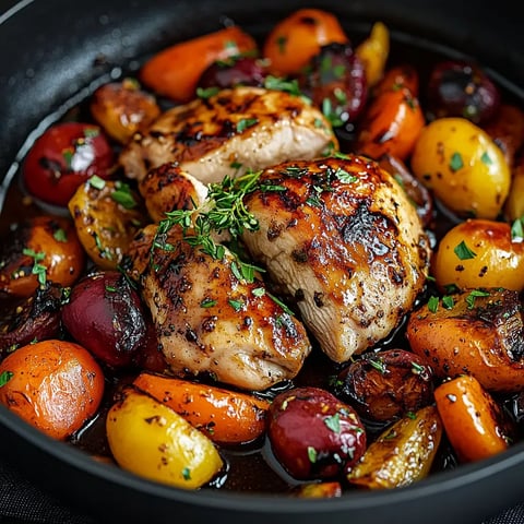 Simple et Savoureux : Poulet Balsamique aux Légumes