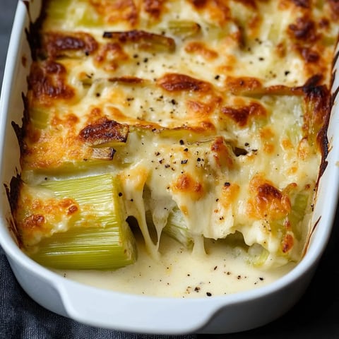 Poireaux savoureux recouverts d'une sauce crémeuse au fromage