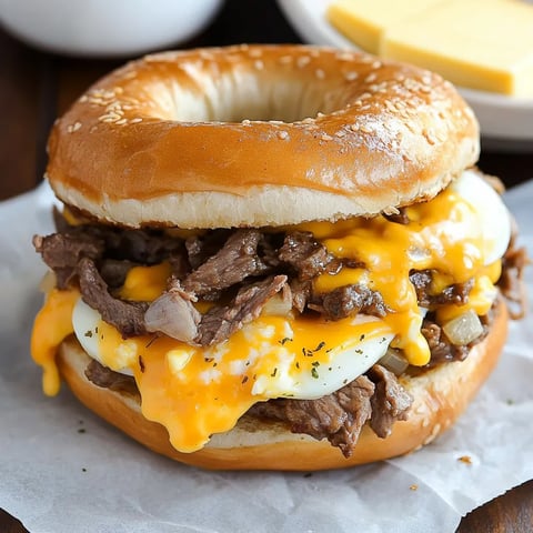 Bagel steak œuf fromage